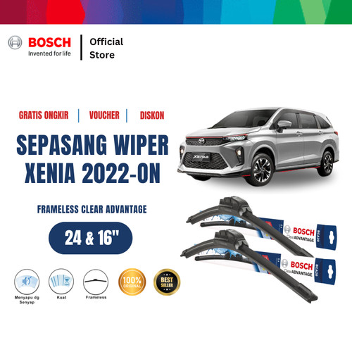 [EZR.2400189] Bosch Sepasang Wiper Frameless New Clear New Xenia 2022-On Size 24 dan 16 Inci
