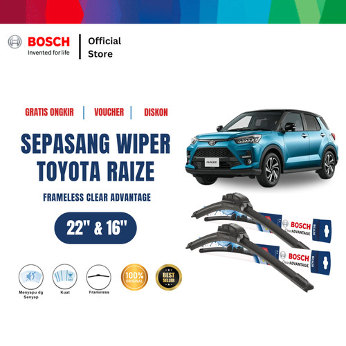 [EZR.2400199] Bosch Wiper Kaca Mobil Toyota Raize Frameless Clear 22" & 16"