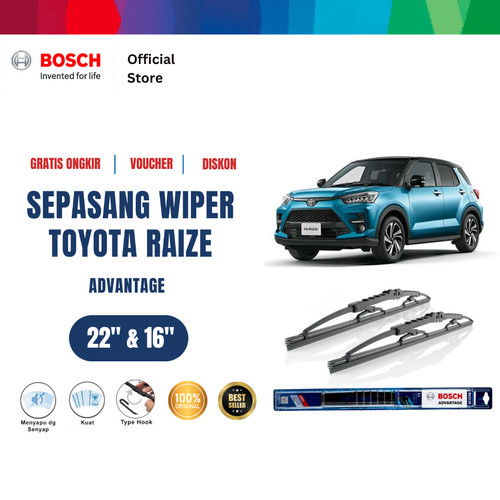 [EZR.2400200] Bosch Sepasang Wiper Mobil Toyota Raize Advantage 22 dan 16 Inci - 2 Buah