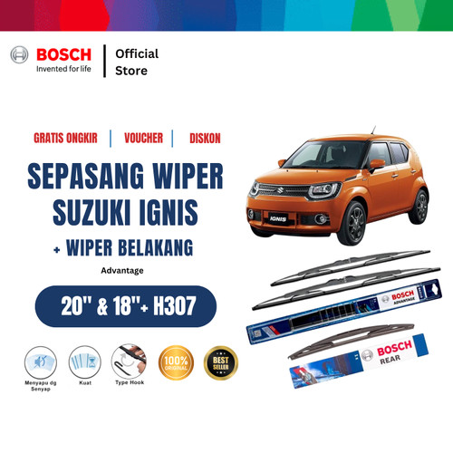 [EZR.2400201] Bosch Sepasang Wiper Kaca Mobil Suzuki Ignis Advantage 20 - 18 Inci dan H307
