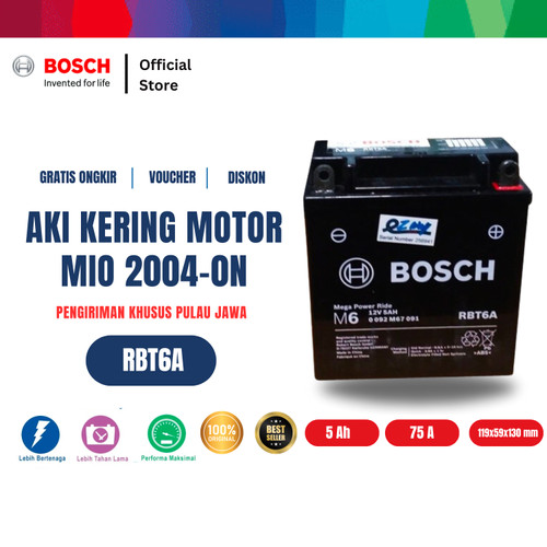 [EZR.2400209] Aki Kering Motor Yamaha Mio 2004-On - Maintenance Free - Bosch RBT-6A