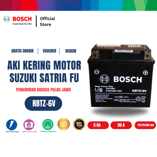 [EZR.2400213] Aki Kering Motor Suzuki Satria FU - Maintenance Free - Bosch RBTZ-6V