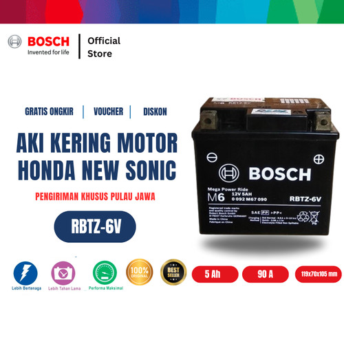 [EZR.2400214] Aki Kering Motor Honda New Sonic - Maintenance Free - Bosch RBTZ-6V