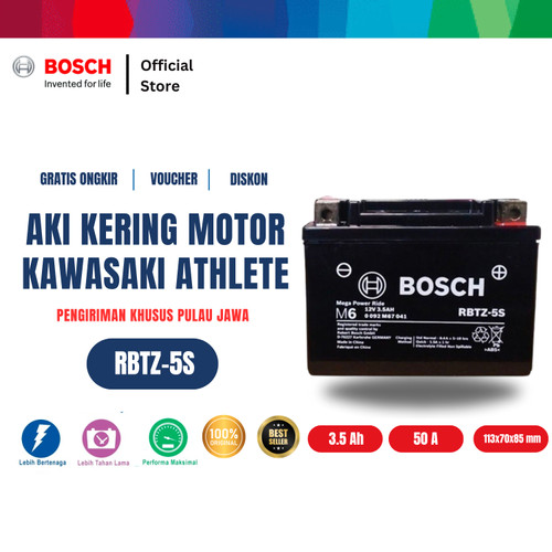 [EZR.2400232] Aki Kering Motor Kawasaki Athlete - Maintenance Free - Bosch RBTZ-5S