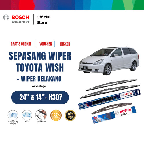 [EZR.2400258] Bosch Depan dan Belakang Wiper Mobil Toyota Wish New Advantage 24-14 Inci dan H307