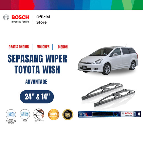 [EZR.2400259] Bosch Sepasang Wiper Mobil Toyota Wish New Advantage 24 - 14 Inci