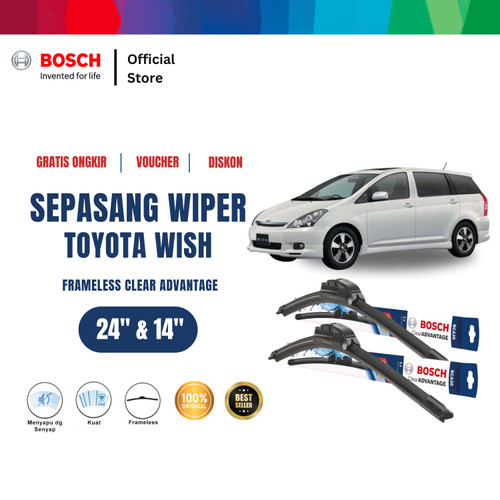 [EZR.2400260] Bosch Sepasang Wiper Frameless New Clear Advantage Toyota Wish 24&14