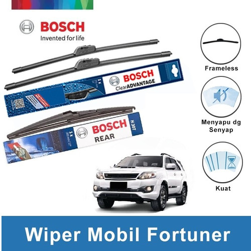 [EZR.2400272] Bosch Wiper Depan dan Belakang Mobil Toyota Fortuner Frameless Clear Advantage 21 - 19 Inci dan H307 - Warna
