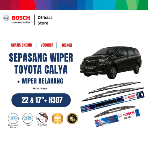 [EZR.2400277] Bosch Wiper Depan & Belakang Toyota Calya Advantage 22" & 17" + H307