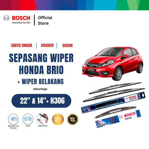 [EZR.2400278] Bosch Wiper Depan & Belakang Honda Brio Advantage 22 - 14 Inci dan H306