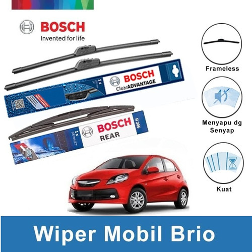 [EZR.2400279] Bosch Wiper Depan & Belakang Honda Brio Frameless 22" & 14" + H306