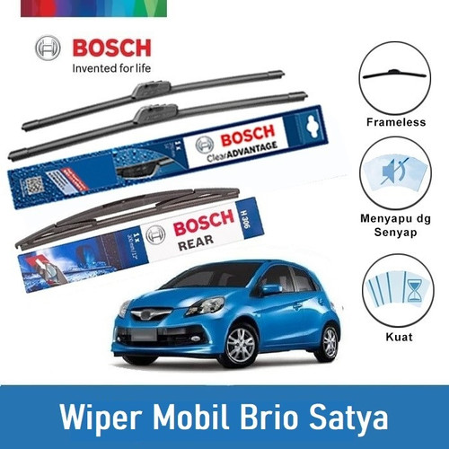 [EZR.2400281] Bosch Wiper Depan & Belakang Honda Brio Satya Frameless 22 & 16 + H306