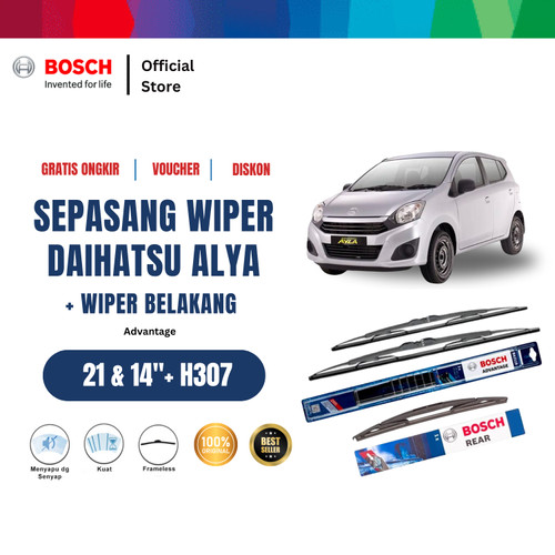 [EZR.2400284] Bosch Wiper Depan & Belakang Daihatsu Ayla Advantage 21 - 14 Inci dan H307
