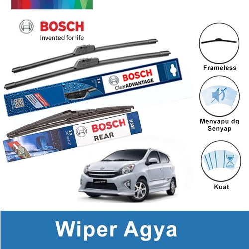 [EZR.2400285] Bosch Wiper Depan dan Belakang Toyota Agya Frameless 20 dan 14 Inci dan H307 - Warna