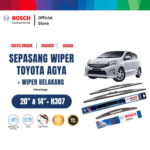 [EZR.2400286] Bosch Wiper Depan dan Belakang Toyota Agya Advantage 20 - 14 Inci dan H307