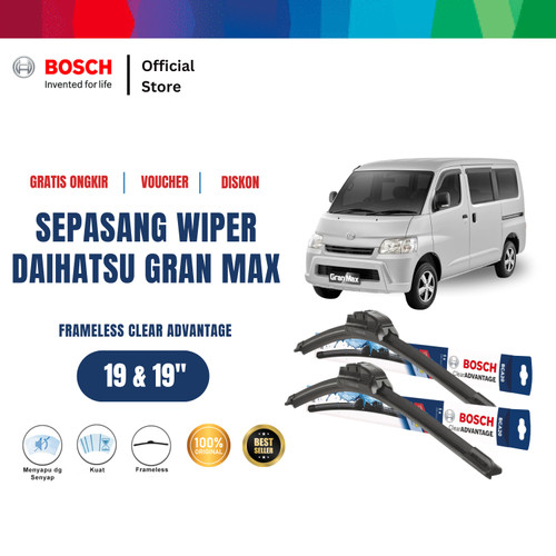 [EZR.2400288] Bosch Sepasang Wiper Mobil Daihatsu Gran Max Frameless Clear Advantage Size 19 dan 19 Inci