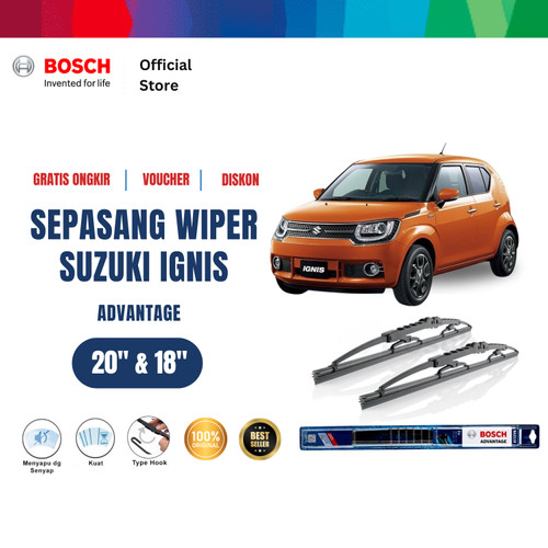 [EZR.2400292] Bosch Sepasang Wiper Kaca Mobil Suzuki Ignis Advantage 20 dan 18 Inci