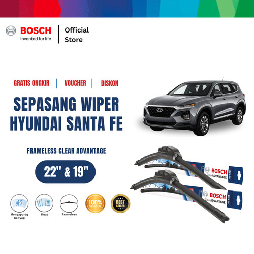 [EZR.2400294] Bosch Sepasang Wiper Mobil Santa FE Frameless Advantage 22" & 19"