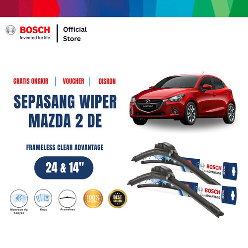 [EZR.2400295] Bosch Sepasang Wiper Frameless Advantage Mazda 2 DE 24 dan 14 Inci