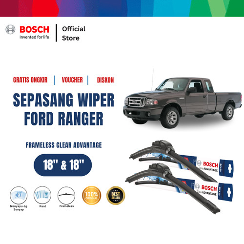 [EZR.2400298] Bosch Sepasang Wiper Ford Ranger Frameless Advantage 18" & 18"