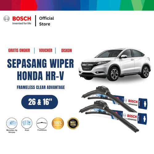[EZR.2400301] Bosch Sepasang Wiper Mobil Honda HRV Frameless Clear Advantage Size 26 dan 16 Inci