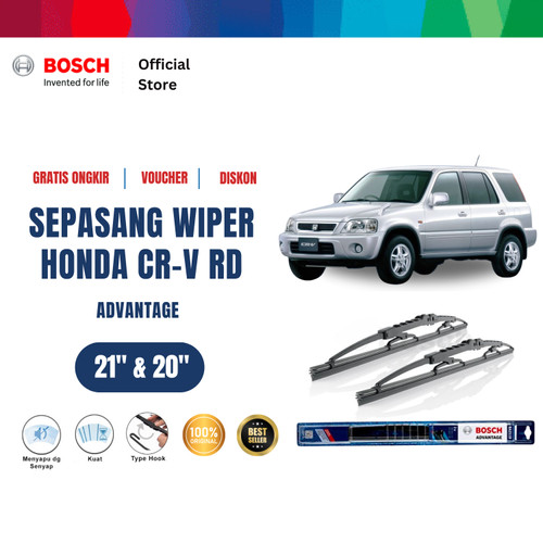 [EZR.2400304] Bosch Sepasang Wiper Kaca Mobil Honda CRV RD Advantage 21 dan 20 Inci