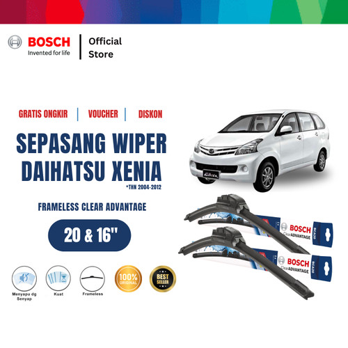 [EZR.2400317] Bosch Sepasang Wiper Frameless Clear Advantage Mobil Dahiatsu Xenia 2013-2019 Size 21 dan 14 Inci
