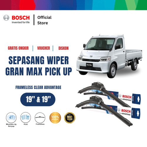 [EZR.2400319] Bosch Sepasang Wiper Mobil Daihatsu Gran Max Pick Up Frameless Clear Advantage 19 dan 19 Inci