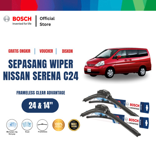 [EZR.2400321] Bosch Sepasang Wiper Mobil Nissan Serena Frameless Advantage 24" & 14"