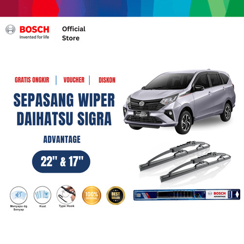 [EZR.2400323] Bosch Sepasang Wiper Kaca Depan Sigra Advantage Size 22 dan 17 Inci - Warna