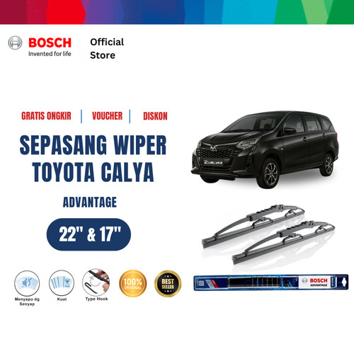[EZR.2400325] Bosch Sepasang Wiper Kaca Depan Toyota Calya Advantage Size 22 dan 17 Inci - Warna