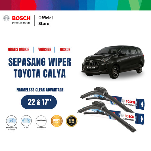 [EZR.2400326] Bosch Wiper Depan dan Belakang Toyota Calya Frameless Size 22 - 17 Inci dan H307 - Warna