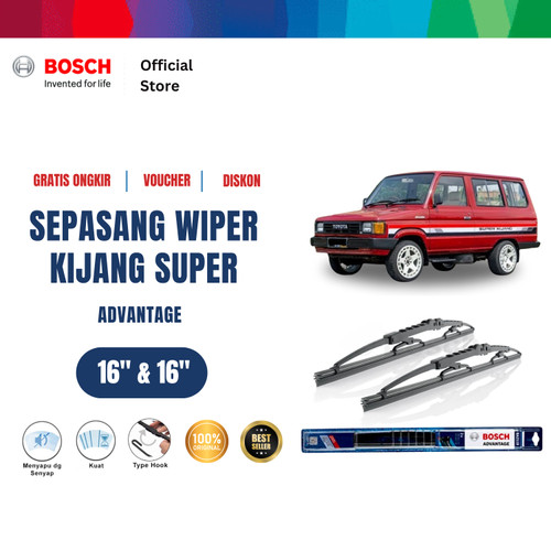 [EZR.2400352] Bosch Sepasang Wiper Kaca Mobil Toyota Kijang Super Advantage 16 dan 16 Inci
