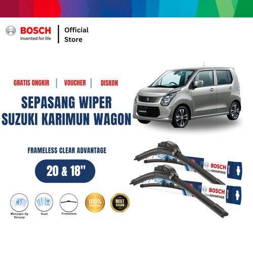 [EZR.2400363] Bosch Sepasang Wiper Mobil Suzuki Karimun Wagon R Frameless Clear Advantage 20 dan 18 Inci