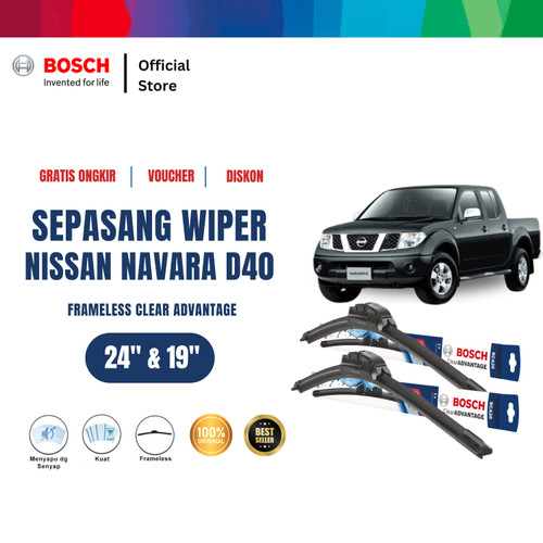 [EZR.2400364] Bosch Sepasang Wiper Mobil Nissan Navara D40 Frameless New 24 & 19