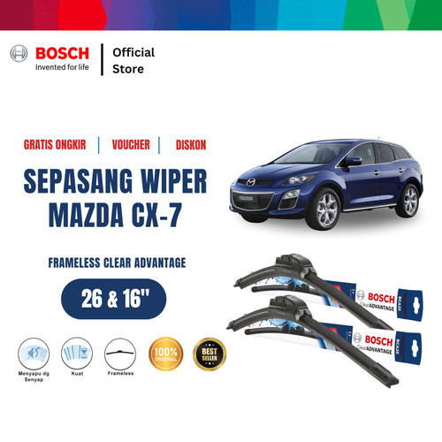 [EZR.2400375] Bosch Sepasang Wiper Mobil Mazda CX-7 Frameless New 26 dan 16 Inci