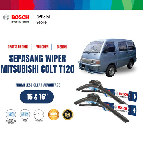 [EZR.2400380] Bosch Sepasang Wiper Mobil Mitsubishi Colt T120 SS Frameless 16 dan 16 Inci