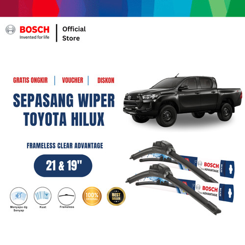 [EZR.2400381] Bosch Sepasang Wiper Mobil Toyota Hilux 2005-on Frameless New 21 & 19