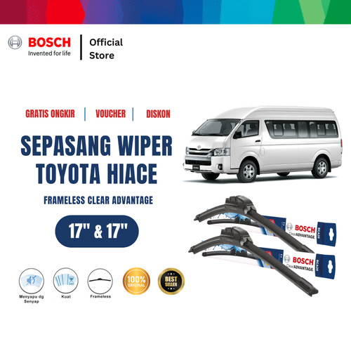 [EZR.2400383] Bosch Sepasang Wiper Mobil Toyota Hiace Frameless New Clear 17 & 17