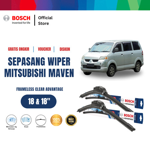 [EZR.2400386] Bosch Sepasang Wiper Mobil Mitsubishi Maven Frameless Clear Advantage 18 dan 18 Inci