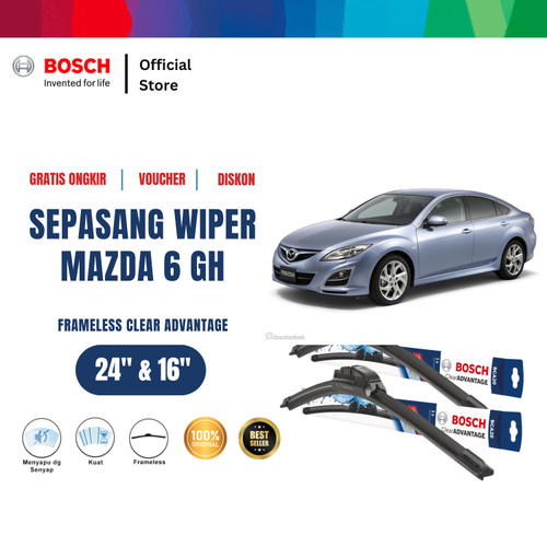 [EZR.2400387] Bosch Sepasang Wiper Mobil Mazda 6 GH Frameless New Clear 24 dan 16 Inci