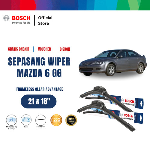 [EZR.2400388] Bosch Sepasang Wiper Mobil Mazda 6 GG Frameless New Clear 21 dan 18 Inci