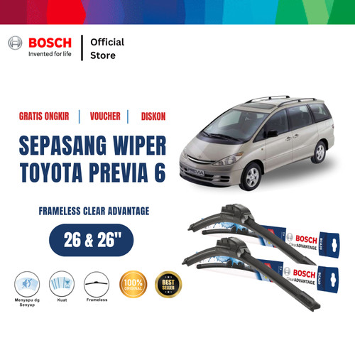 [EZR.2400395] Bosch Sepasang Wiper Mobil Toyota Previa Frameless New Clear 26 & 26