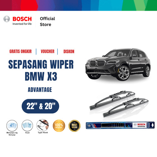 [EZR.2400396] Bosch Sepasang Wiper Kaca Mobil BMW X 3 Advantage 22" & 20"-2 Buah/Set