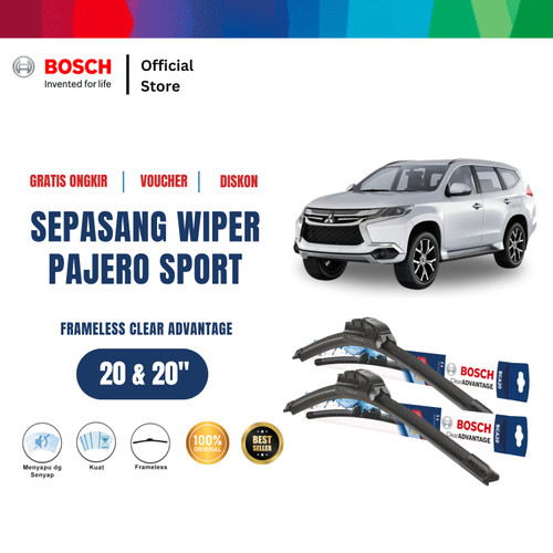 [EZR.2400398] Bosch Sepasang Wiper Mitsubishi Pajero Sport Frameless Clear Advantage 20 dan 20 Inci