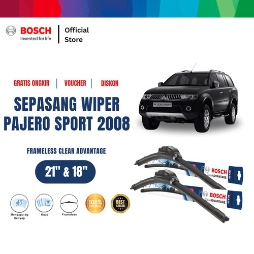 [EZR.2400399] Bosch Sepasang Wiper Mitsubishi Pajero Sport 2008 Frameless Size 21 dan 18 Inci