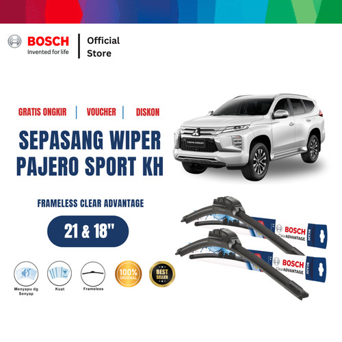 [EZR.2400400] Bosch Sepasang Wiper Mobil Pajero Sport KH Frameless Clear - 21 & 18