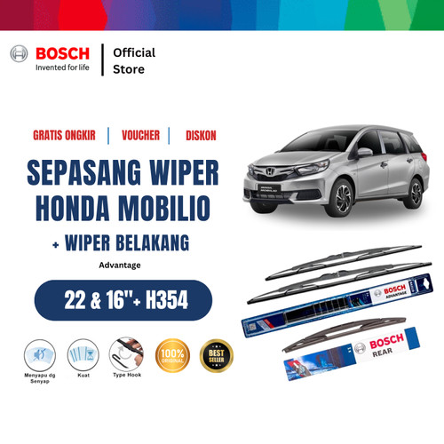 [EZR.2400407] Bosch Wiper Kaca Mobil Honda Mobilio Set Advantage Size 22 - 16 Inci dan H354 - Warna