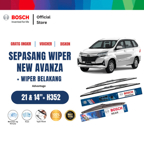 [EZR.2400411] Bosch Wiper Kaca Mobil Toyota New Avanza Set Advantage Size 21 - 14 Inci dan H352 - Warna