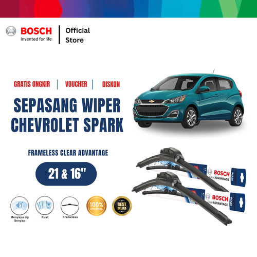 [EZR.2400418] Bosch Sepasang Wiper Chevrolet Spark Frameless New Clear 21 & 16